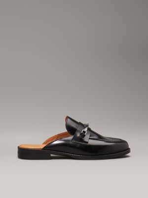 black leather mules for women calvin klein