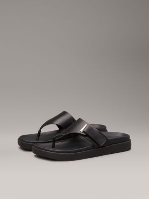 ck black leather sandals for women calvin klein