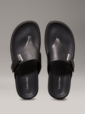 ck black leather sandals for women calvin klein