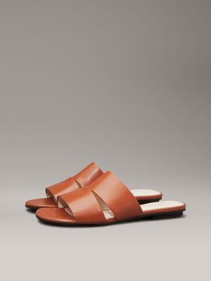 mocha bisque leather sandals for women calvin klein