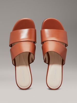 mocha bisque leather sandals for women calvin klein