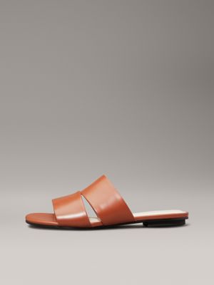 mocha bisque leather sandals for women calvin klein