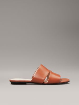 brown leather sandals for women calvin klein