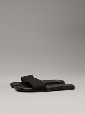 ck black canvas sliders for women calvin klein