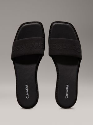 ck black canvas sliders for women calvin klein