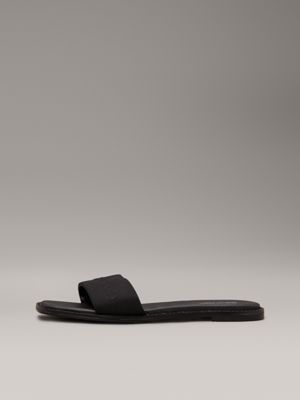 ck black canvas sliders for women calvin klein