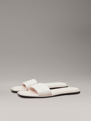 crystal gray canvas sliders for women calvin klein