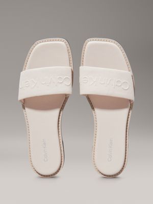 crystal gray canvas sliders for women calvin klein