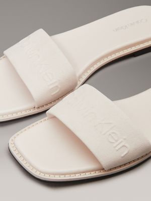 crystal gray canvas sliders for women calvin klein