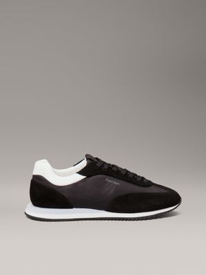 black suede low profile trainers for women calvin klein