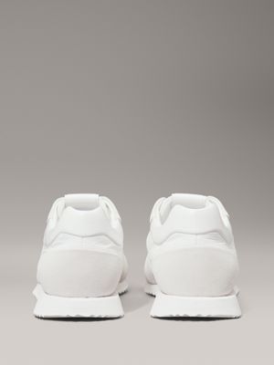 bright white suede low profile trainers for women calvin klein