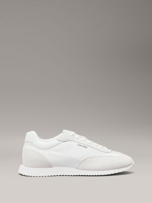 white suede low profile trainers for women calvin klein