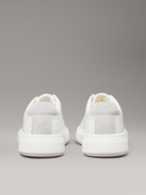 bright white/pearl grey leather trainers for women calvin klein