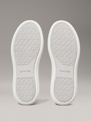 bright white/pearl grey leather trainers for women calvin klein