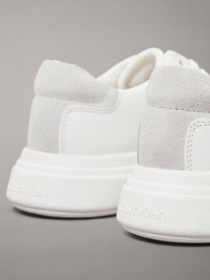 bright white/pearl grey leather trainers for women calvin klein