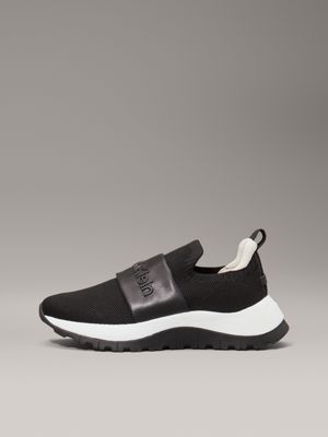 ck black / turtledove slip-on knit trainers for women calvin klein