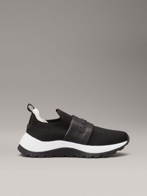 ck black / turtledove slip-on knit trainers for women calvin klein