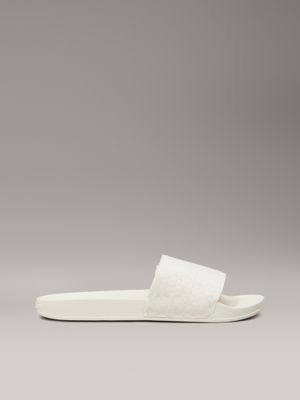 beige logo jacquard sliders for women calvin klein