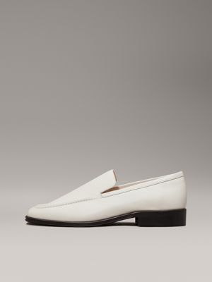 dk ecru leather square toe loafers for women calvin klein