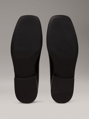 ck black leather square toe loafers for women calvin klein