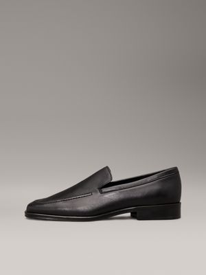 ck black leather square toe loafers for women calvin klein