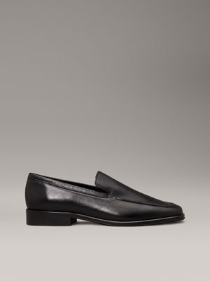 black leather square toe loafers for women calvin klein