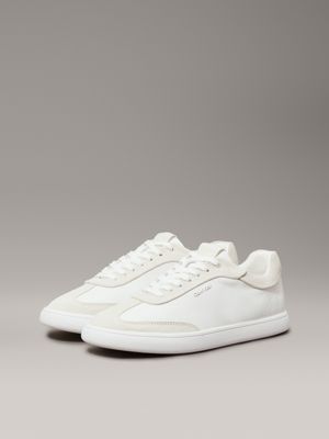baskets basses en cuir white pour femmes calvin klein