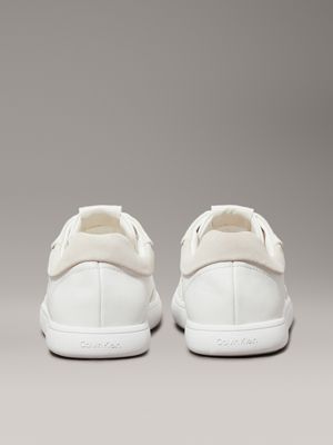 white/dk ecru leather low profile trainers for women calvin klein