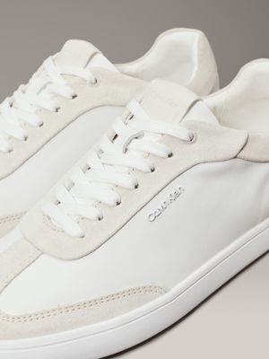 white/dk ecru leather low profile trainers for women calvin klein