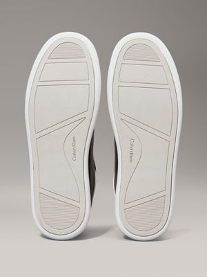 ck black / bright white leather low profile trainers for women calvin klein