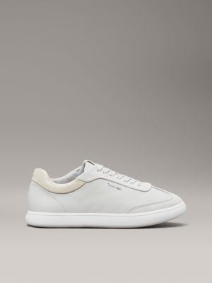 grey leather low profile trainers for women calvin klein