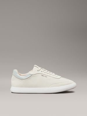 cream suede low profile trainers for women calvin klein