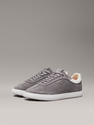 grey suede low profile trainers for women calvin klein