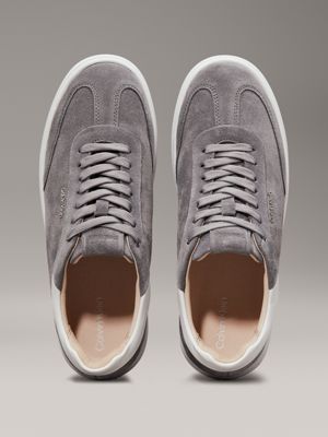 mockingbird/white suede low profile trainers for women calvin klein