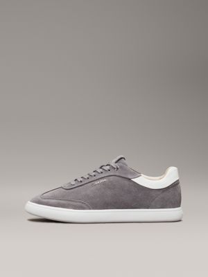 mockingbird/white suede low profile trainers for women calvin klein