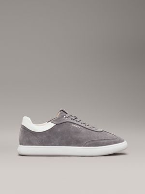 grey suede low profile trainers for women calvin klein