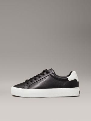 baskets en cuir black/white pour femmes calvin klein