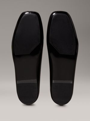 ck black leather square toe ballerinas for women calvin klein