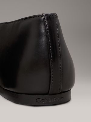 ck black leather square toe ballerinas for women calvin klein