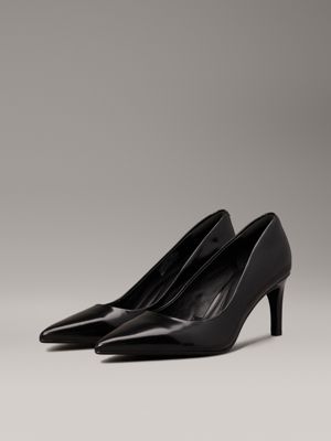 ck black leather stiletto pumps for women calvin klein