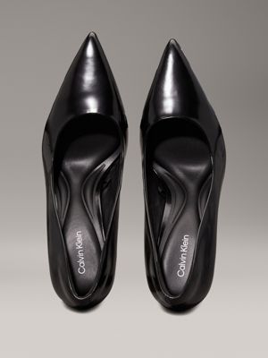 ck black leather stiletto pumps for women calvin klein