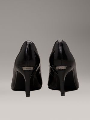 ck black leather stiletto pumps for women calvin klein