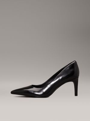 ck black leather stiletto pumps for women calvin klein