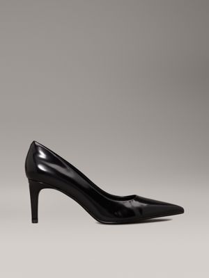 black leather stiletto pumps for women calvin klein