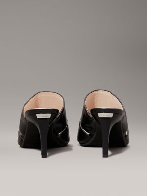 ck black leather heeled sandals for women calvin klein