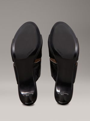 ck black leather heeled sandals for women calvin klein