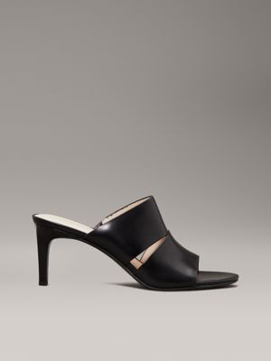 black leather heeled sandals for women calvin klein