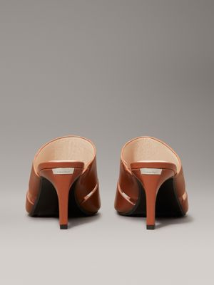 mocha bisque leather heeled sandals for women calvin klein