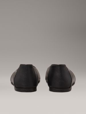 ck black leather square toe ballerinas for women calvin klein