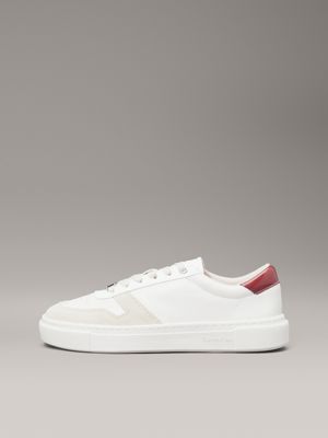 bright white/burnt russet leather trainers for women calvin klein